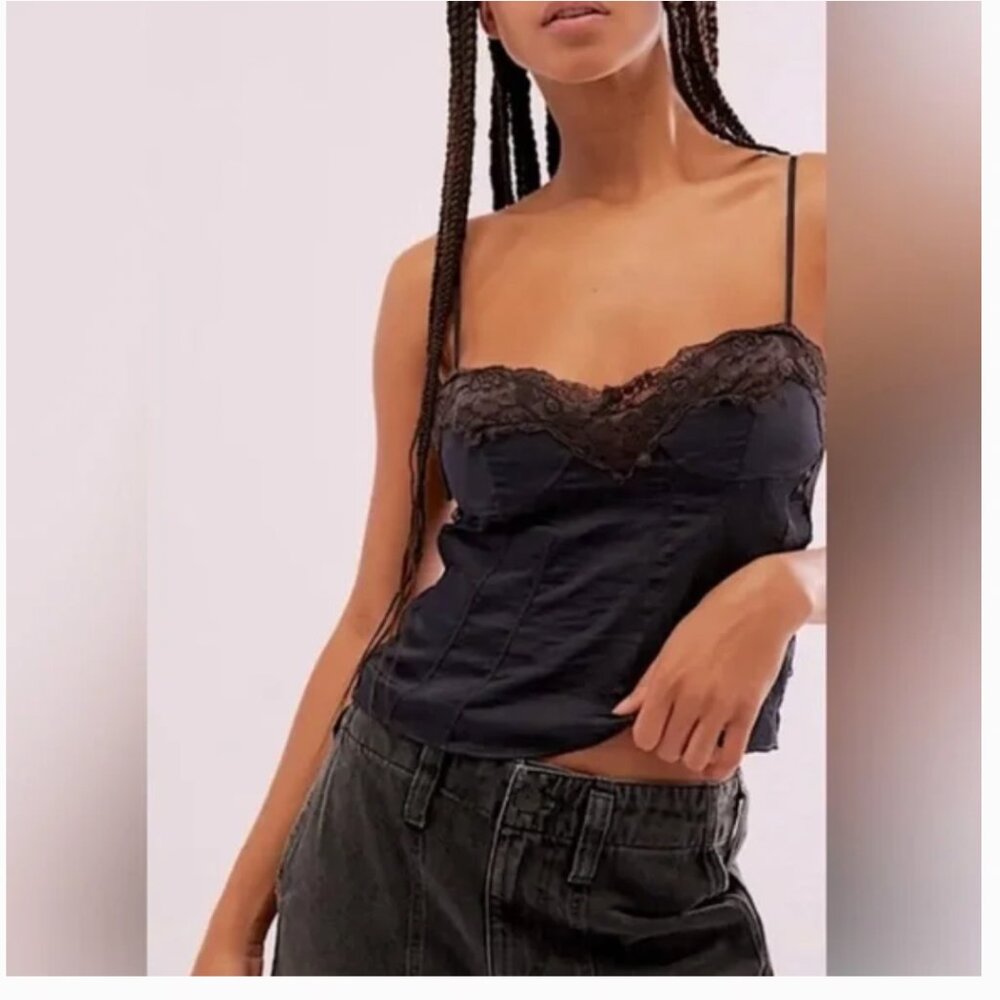 FREE PEOPLE Neon Nights Cami in Black XS